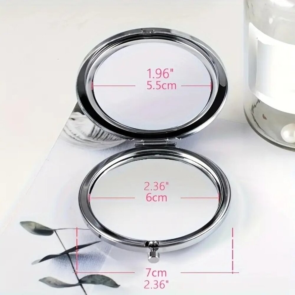 Glam Rhinestone Compact Makeup Mirror with 1x/2x Magnification & Chic Charms - Picture 5 of 8